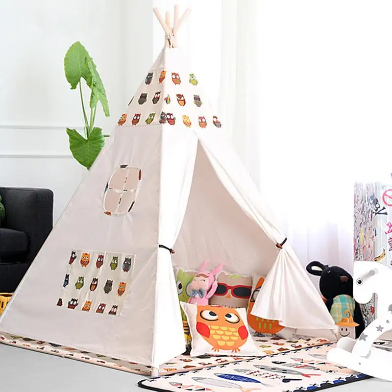 

India Original Teepee Children's Cute Animals Owl Gauze Tent Crib Bed Kid's Toy Tent Room Decor Birthday Gift