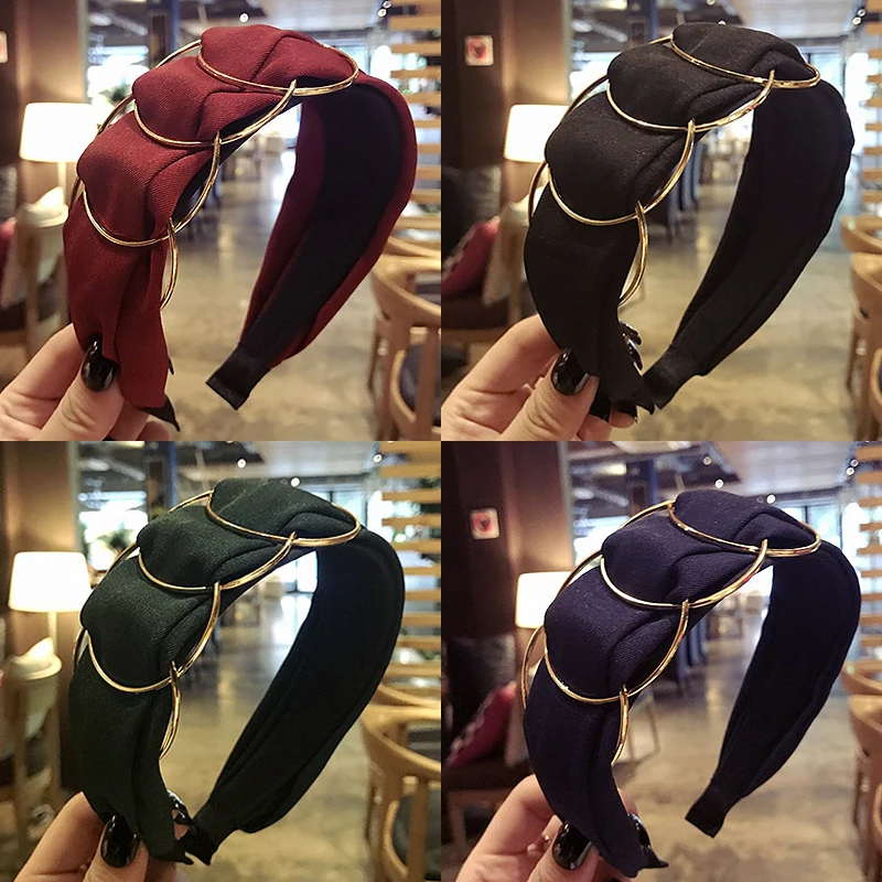 

Korean 6 Colors Headband Head Hoop Bands Accessories Wide Comfortable Soft Golden Ring 1PC For Girls Hair Scrunchy Headdress