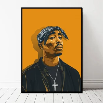 

Tupac Poster Hiphop Rap Music Singer Star 2PAC Poster Art Canvas Poster Wall Picture for Living Room No Frame