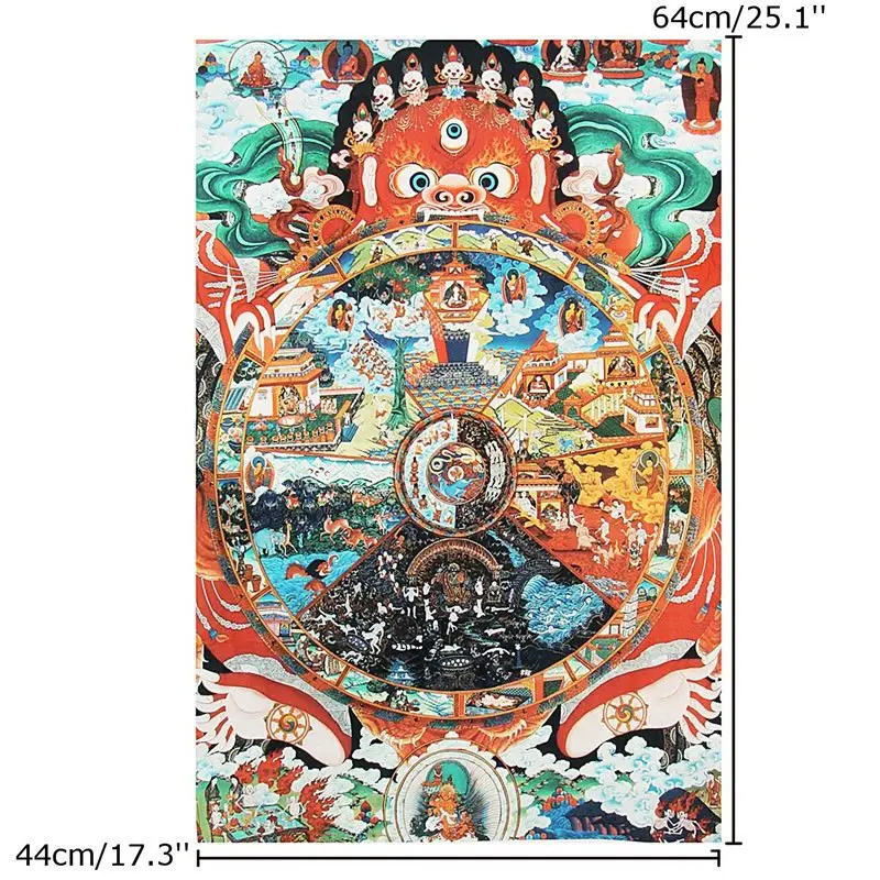 17 3 ''x 25 1'' шелковая печать Thangka Scroll Samsara Bhavachakra Wheel Of Life|Рисование и