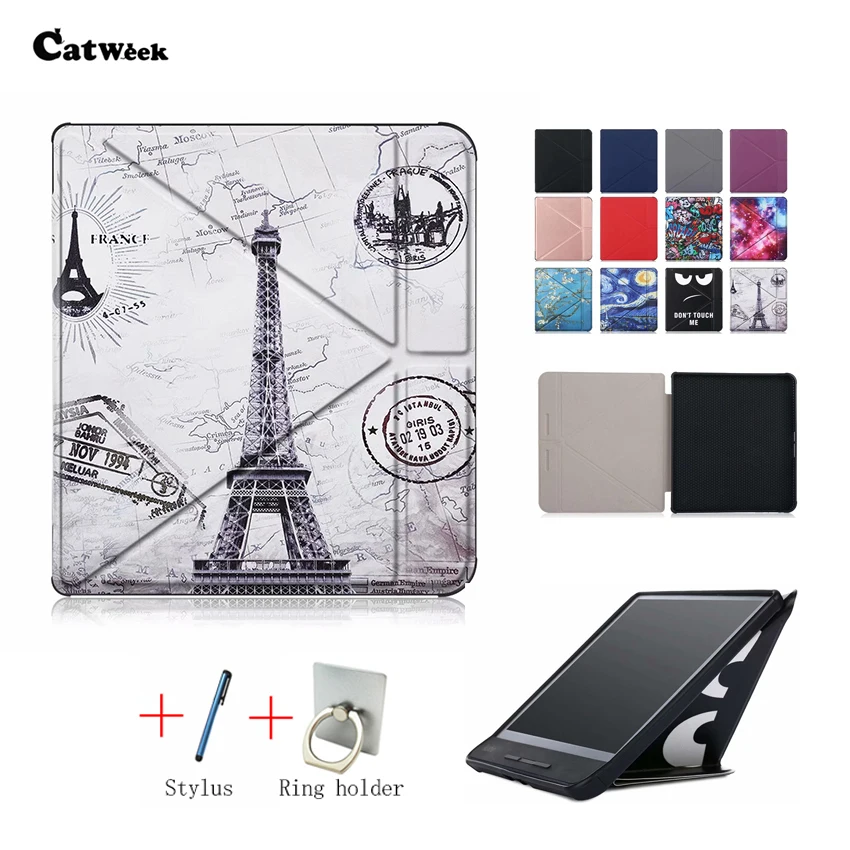 

PU Leather Case Funda for 8 Inch Kobo Forma e-Books Slim Print Multiangle folding Stand Support Cover Case Smart Auto Sleep/Wake