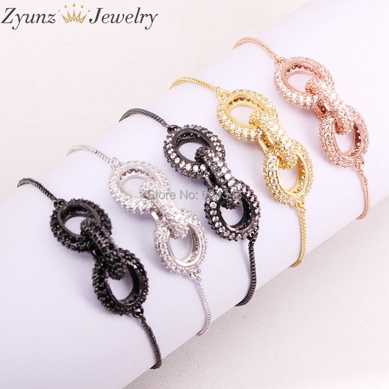 5PCS ZYZ320 5825 Micro Pave CZ Connector Bracelet, Link Chain Connector