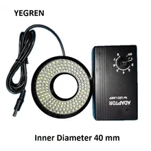 Stereo Microscope 160 LED Ring Lamp Inner Diameter 40mm Adjustable Industrial Vision Light Source White Yellow Red Lighting