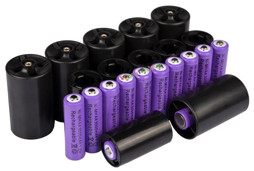 12x AA 3000mAh Ni-MH аккумуляторная батарея+ 6C/6D батарея адаптер конвертер желтый/синий/зеленый/фиолетовый