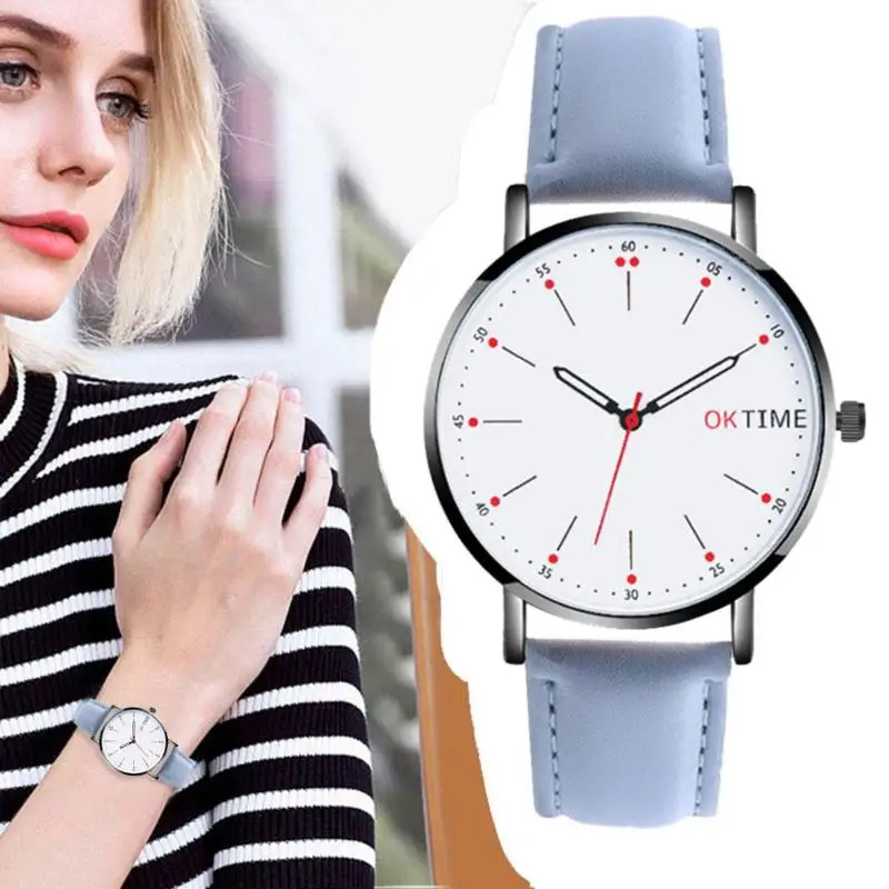 Reloj mujer модный кожаный ремешок кварцевые часы унисекс Ультра-тонкий круглый циферблат аналоговые наручные часы