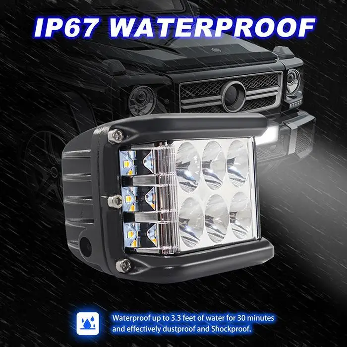 45W Three side Flashing LED Working Light Bar 6000K Car LED Fog Light