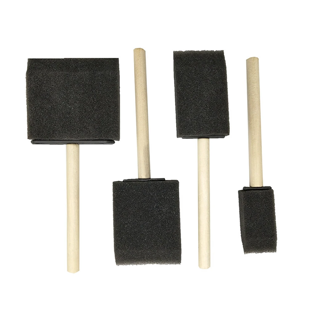 

4Pcs Dust Cleaning Glass Wooden Handle Glitter Foam Craft Art Tool Sponge Brush Graffiti Application Glue Paint #17