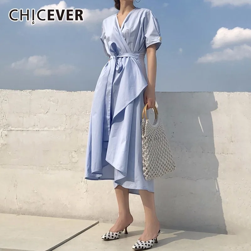 Женское винтажное платье CHICEVER облегающее с v образным вырезом высокой талией