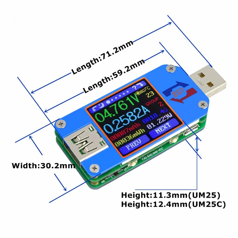 UM25 UM25C Для APP USB 2,0 Тип-C ЖК-дисплей Вольтметр Амперметр Напряжение измеритель тока, для батареи зарядки измерения Кабельный тестер сопротивления