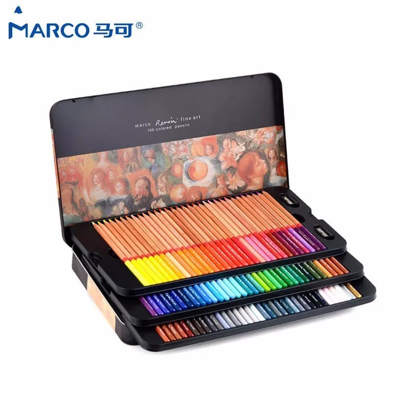 Günstig Marco Renoir 3 100 Feine Kunst 24 36 48 72 100 Farbe Lapis De Cor Professionelle fettige Farbige Bleistifte Ölfarbe Pastelmier Farbige Stift