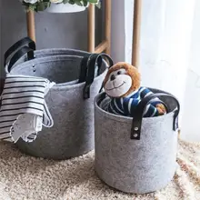 

Folding Laundry Basket Felt Clothing Storage Barrel Bins Bathroom Washing Clothes Hamper Kid Toys Organizer With Handle 3 Size
