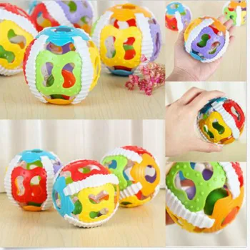 

0-2 Years Unisex Funny Modish Novelty Colorful Baby Infant Plush Rattle Ball Hand Grasp Bell Musical Educational Toy Safe