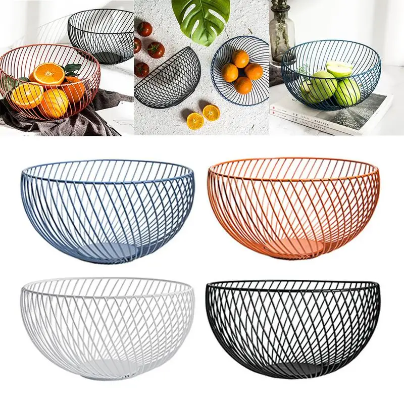 

Nordic Style Iron Art Fruit Basket Home Kitchen Livingroom Fruit Bread Storage Holder Creative Bowl Tabletop Decoration