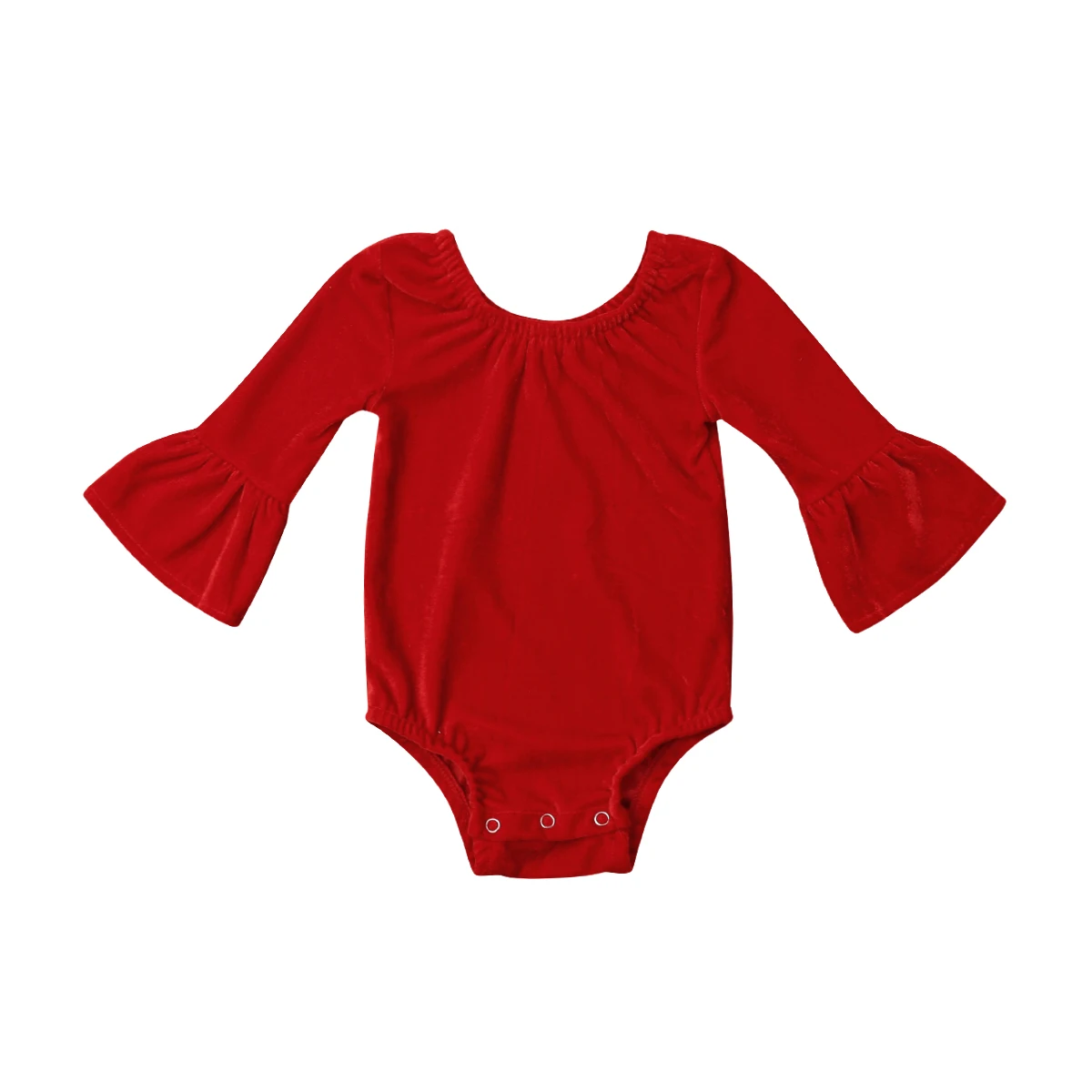 Fashion Baby Kids Girls Velvet Solid Long Sleeve Velvet Casual Bodysuit Jumpsuit Romper Outfits
