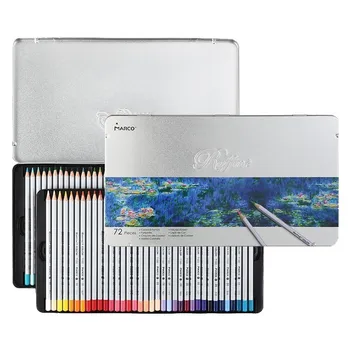 

MARCO 7100 Prismacolor Wood Colored Pencils 72 Oil Iron box Professional Drawing pencils Sketch Art For School Supplies