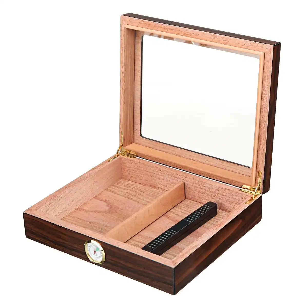 

NEW Portable 24 Cigars Wooden Grain Cigar Humidor Storage Box Case Hygrometer Humidifier Storage Box
