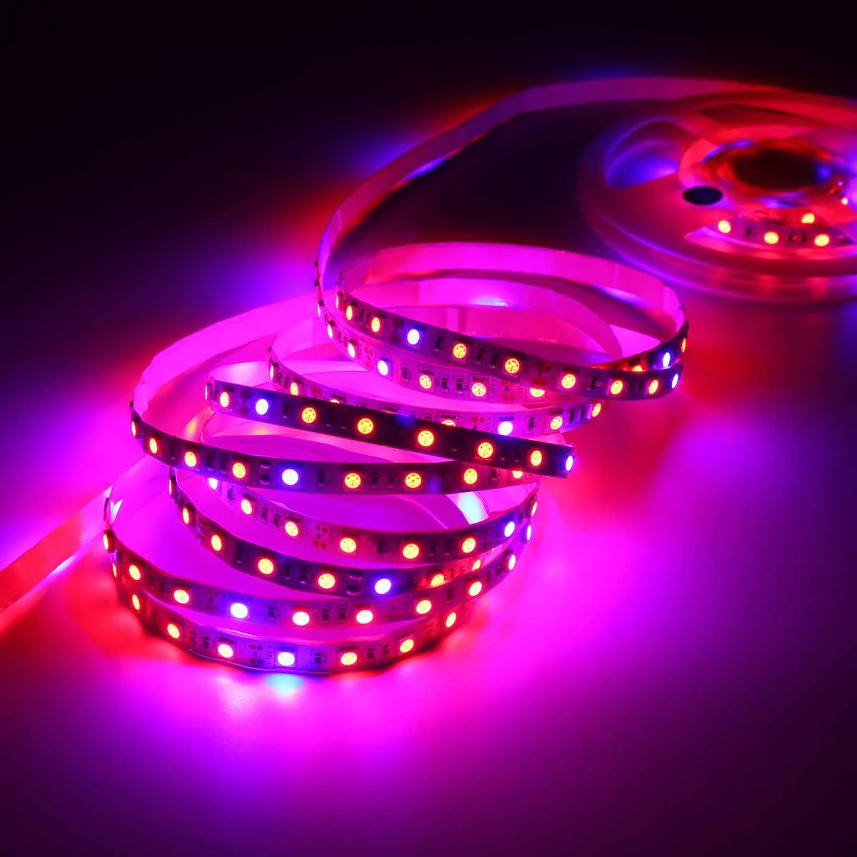 DC12V 5M 5050 Red:Blue 5:1 Full Spectrum LED Grow Strip Hydroponic Plant Light Kit + Power Adapter Waterproof/Not Waterproof