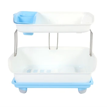 

Double Tier Dish Drying Rack with Rotatable Drainer Tray Dish Drying Rack