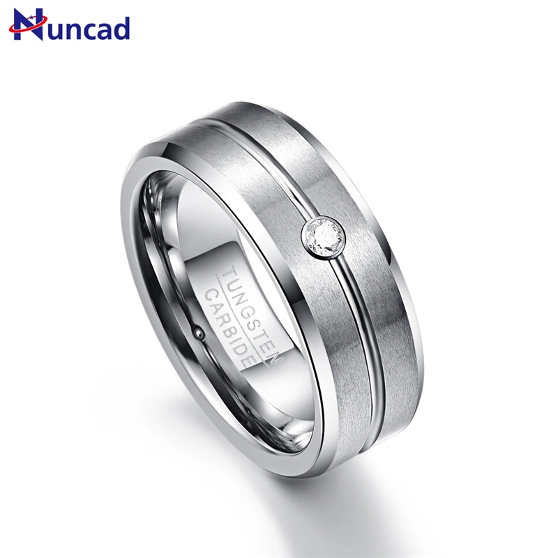 Wholesale 8mm Zircon Men Ring 100% Tungsten Carbide Faceted Wedding Bands Men's Jewelry Anillos para hombres Pierscienie | Украшения и