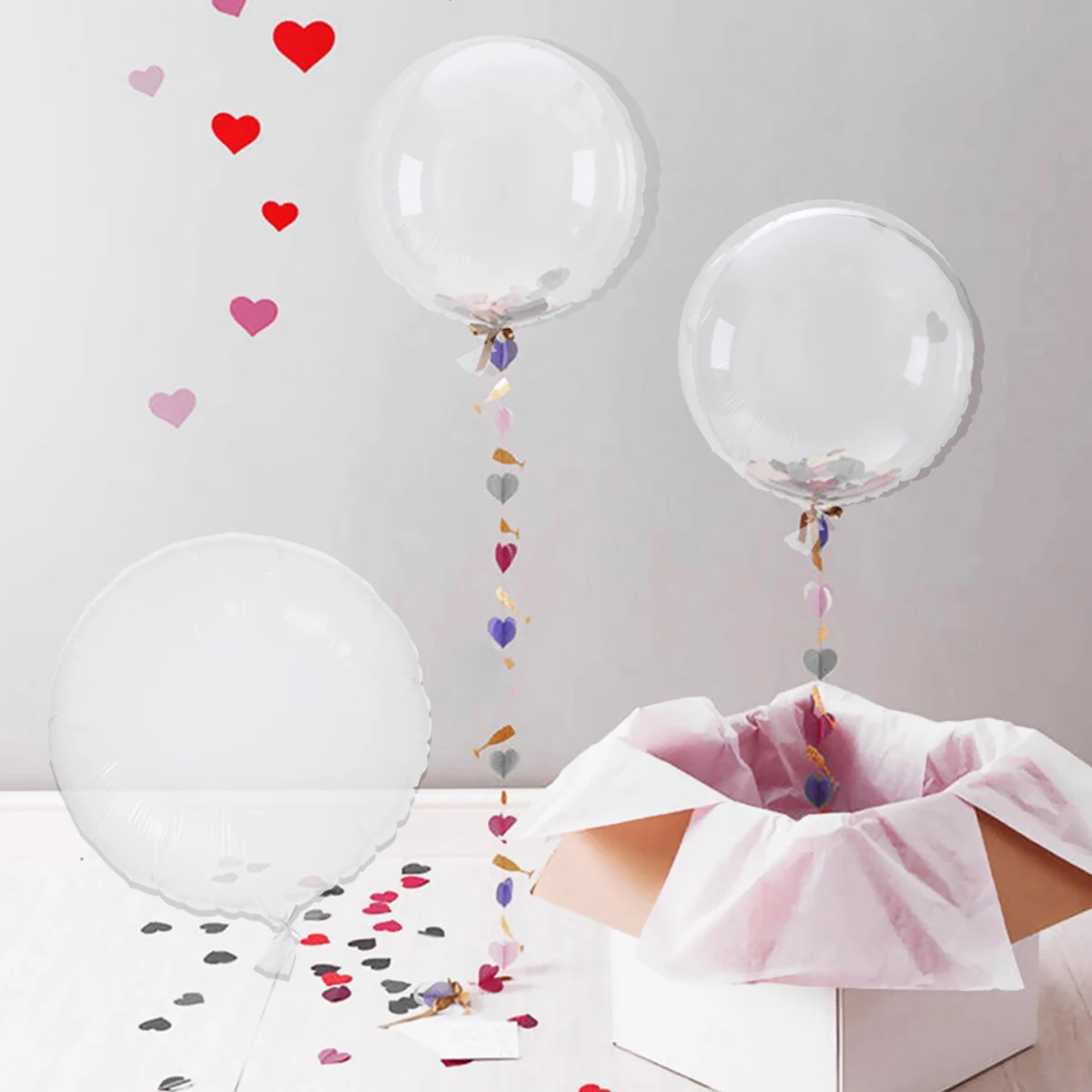 

24 inch Confetti Balloons Party Clear Transparent ConfettiBalloons for Birthday Wedding Graduation Decoration