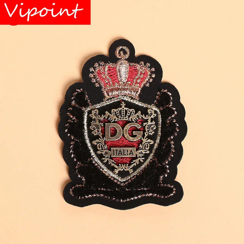 

VIPOINT Toothbrush embroidery metal patch letter leaf crown patches applique clothes jacket badge patches for clothing X-30