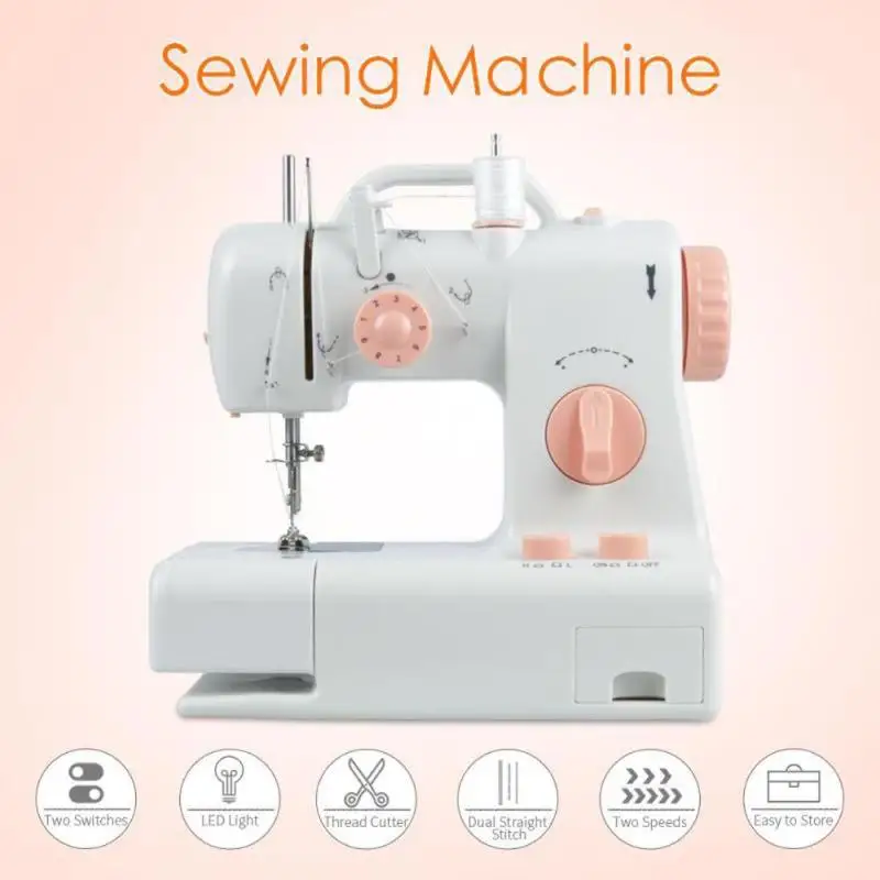 

Mini Handheld Pedal Sewing Machines Dual Speed Double Thread Multifunction Electric Automatic Tread Rewind Sewing Machine