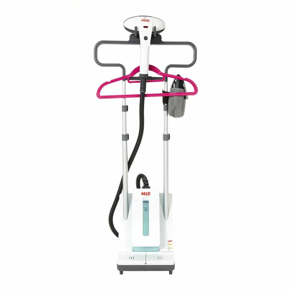 

Hand-held steamer with bracket for clothes 2250W 1.7L 2 files thermostat Fast heat MIE Magic Style White Adjustable height