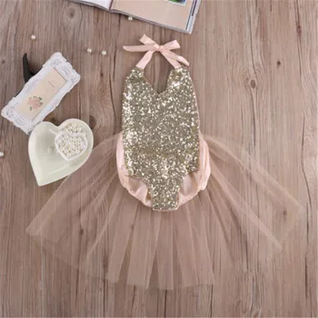 

Lovely Newborn Infant Baby Girls Clothes Sequins Tulle Backless Romper Jumpsuit Cotton Outfit 0-24M