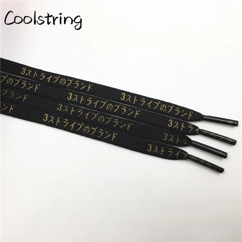

Coolstring Cool 7mm Printed Hiragana Japanese Katakana Letter Shoe Laces Silk Printing Bootlaces Black Red Gold Shoelace Latchet