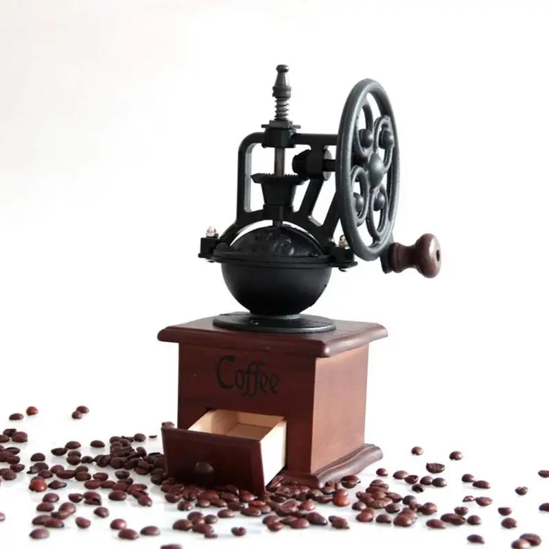 Ретро винтажная ручная кофемолка деревянная кофейная зерновая мельница шлифовальная колесо обозрения ручная Кофеварка кухонные инструменты