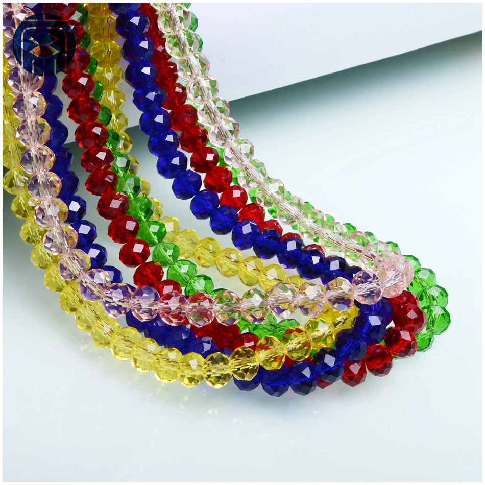 JuleeCrystal разноцветные 4*6 мм стеклянные бусины Rondelle, круглые бусины для изготовления ювелирных изделий
