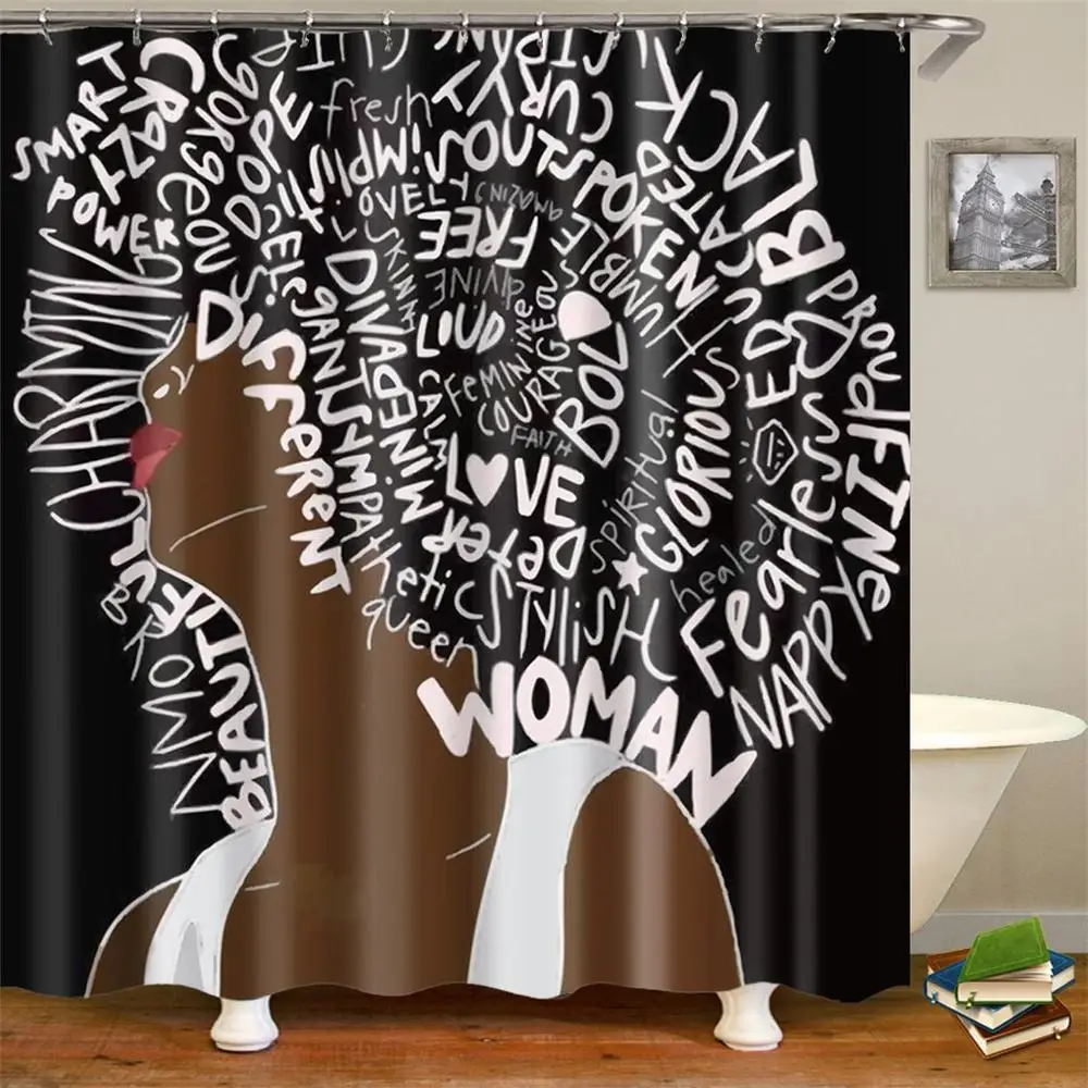 Afro Black Girl Shower Curtain African American Women Shower Curtain