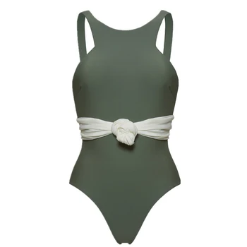 

Women's Sexy One Piece Halter Swimsuit Back Cross Patchwork Bandage Swimwear Beachwear