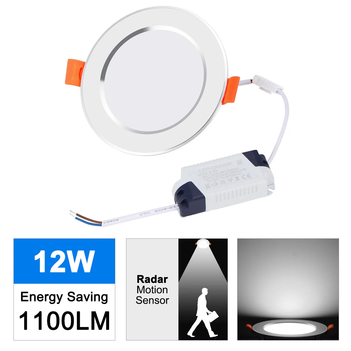

AC 85-265V SMD 2835 LED Ceiling Down Lamp Human Motion Sensor Balcony Lighting Downlight