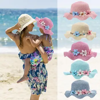 

Fashion Girls Straw Hats Summer Baby Flower Decoration Lovely Children Sun Hat For Girls Beach Caps