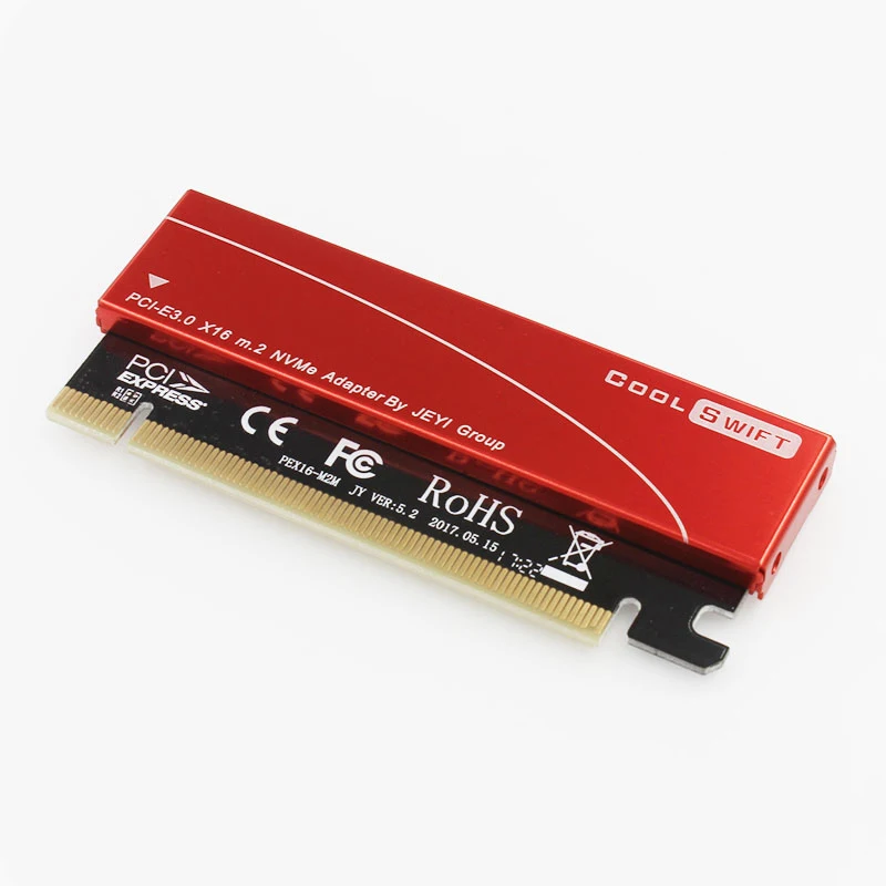 JEYI Cool Swift NVME M.2 X16 PCI-E Riser Card 2280 теплопроводность кремниевые пластины охлаждения пыленепроницаемый алюминиевый лист золотой стержень