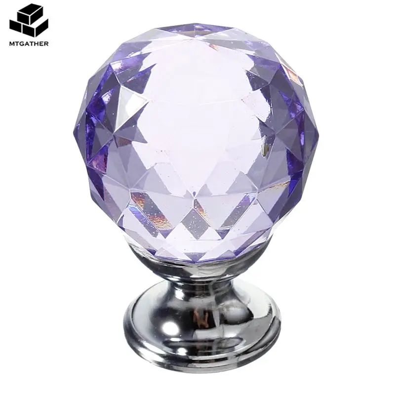 MTGATHER 30mm Diamond Crystal Glass Kitchen Cabinet Door Drawer Cupboard Knob Pull Handle Zinc Alloy