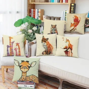 

18' Cartoon animals couch cushion cover 45x45cm decorative pillows cotton linen pillowcase child living room cushions home decor