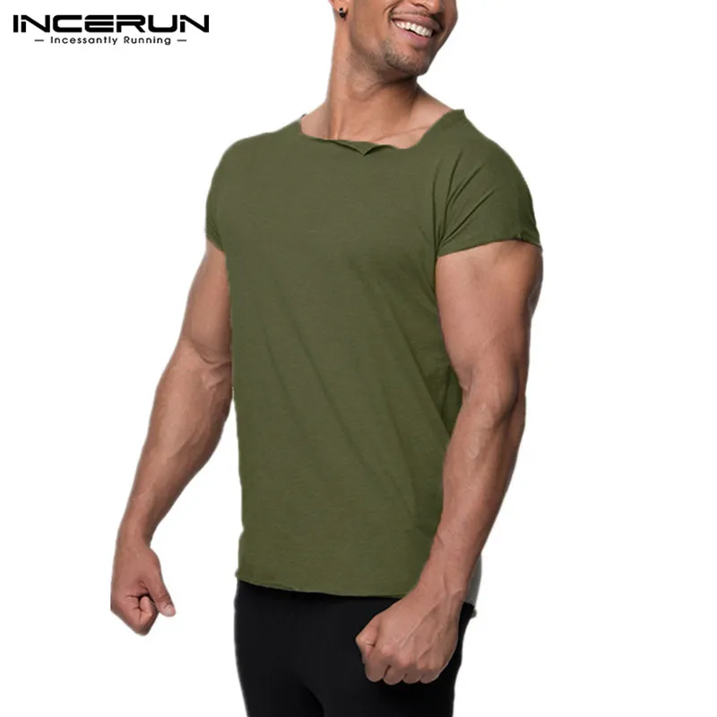 INCERUN Bodybuilding Muscle Tee Men T-Shirts Short Sleeve Slim Fitness Workouts Gyms Joggers Male Tee Clothing Camisa Masculina
