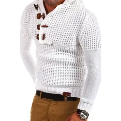 Мужской модный однотонный свитер высокого качества с капюшоном