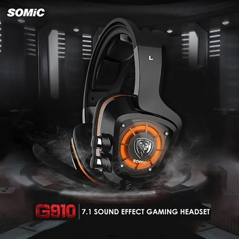 

Somic G910 Gaming Headset 7.1 Surround Sound Vibration USB Voice Control Headset for Game Player with LED Light Microphone