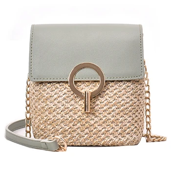 

Straw Shoulder Bag Flip Bag Lady Handbag Female Retro Beach Rattan Bag Chain