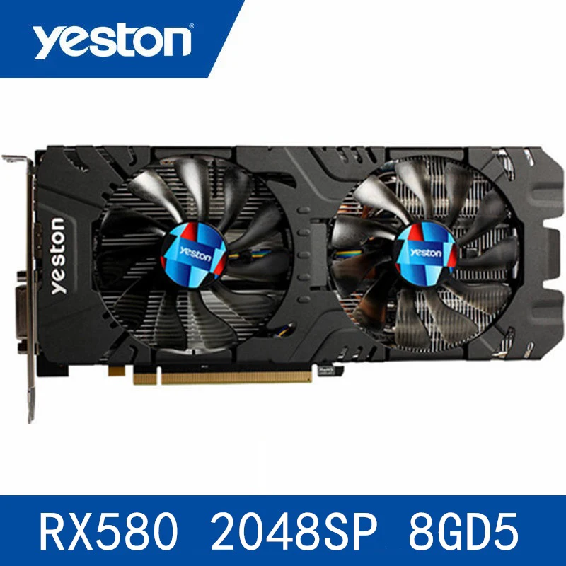Yeston Radeon Rx580 2048 Sp 8G Gddr5 Pci Express X16 3 0 видеоигровая видеокарта внешняя для рабочего