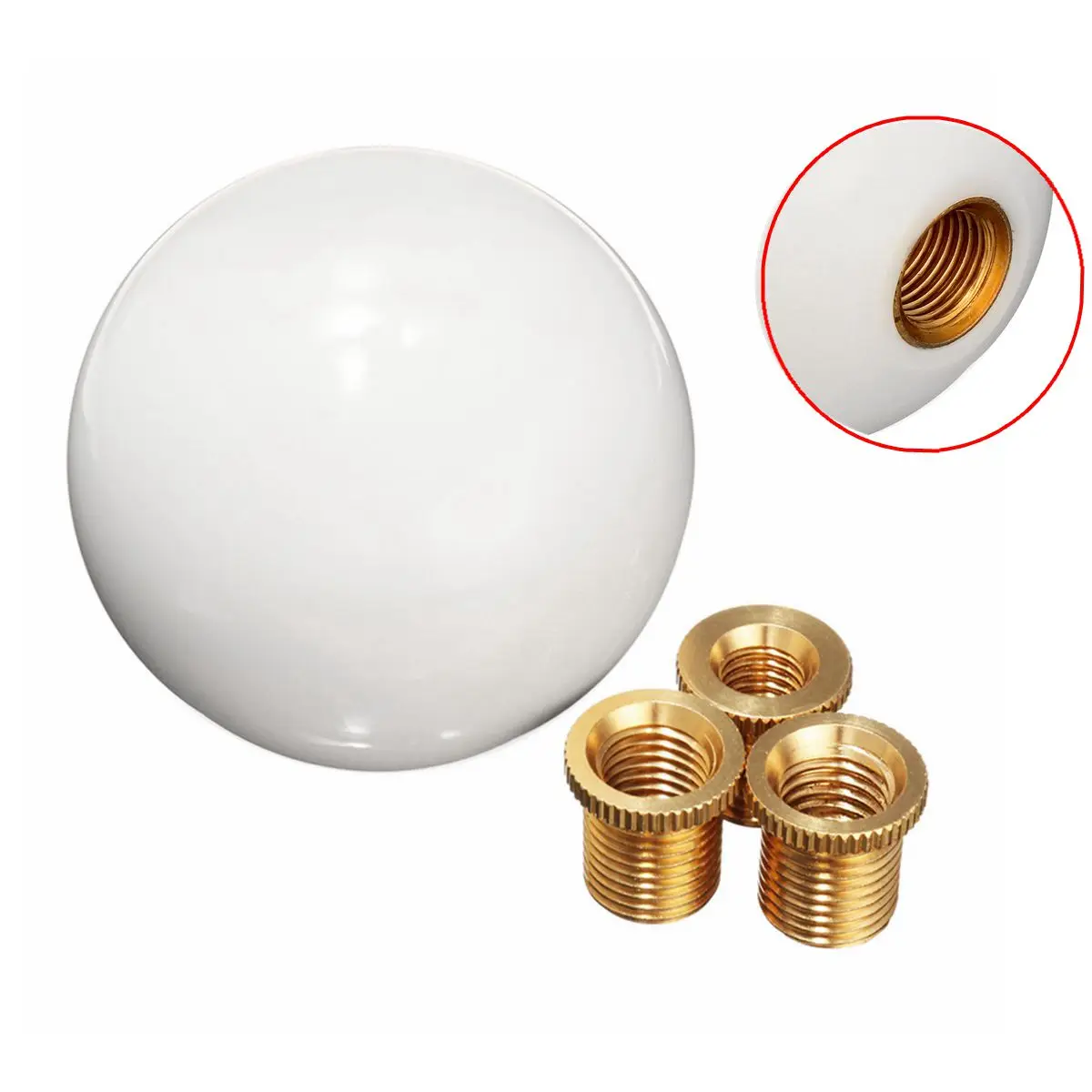 

1 Set Universal Car Glossy Gear Shift Knob White Round Ball Resin Gear Stick Shift Lever Knobs Shifter