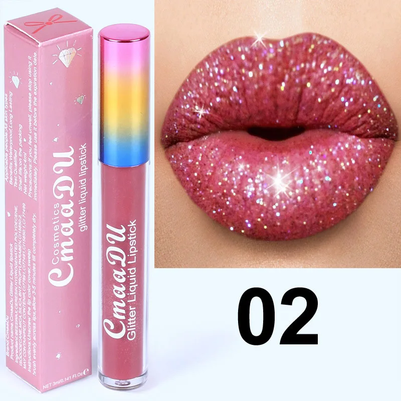Longlasting Womens Glitter Metallic Matte Liquid Lipstick Candy Shiny Lip Glossin Lip Gloss