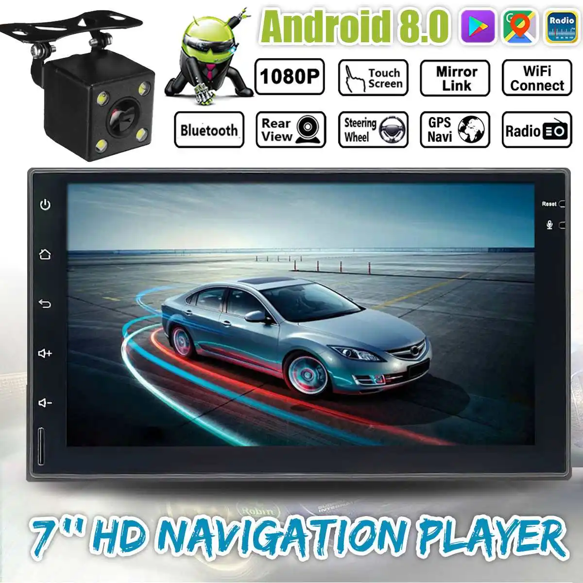 7 inch IPS bluetooth WIFI Car Radio 2 Din Android GPS Navigation FM/DVD/MP5 Multimedia Player Stereo Wireless Receiver Transmitt