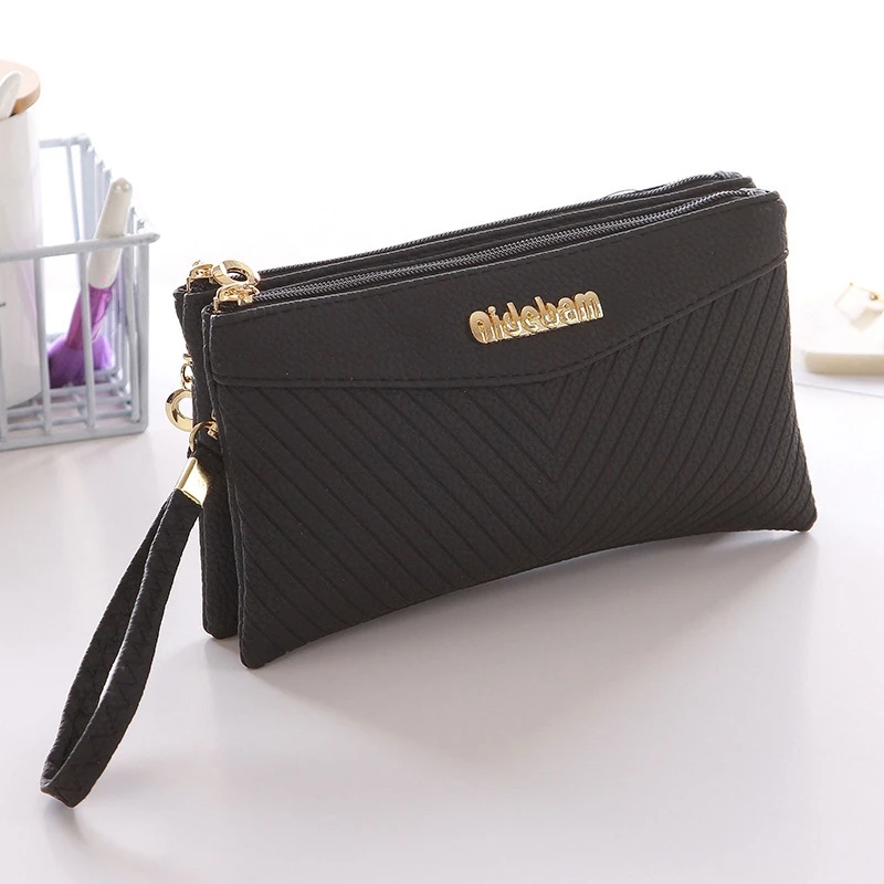 

Soft Leather Ladies Shoulder Diagonal Purse Multi-Card Double-Layer Portable Korean Wallet