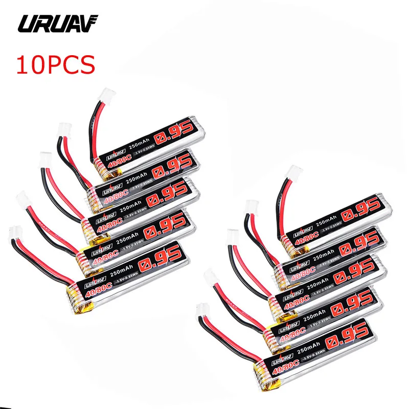

5PCS URUAV 3.8V 250mAh 40C/80C 1S Lipo Battery Rechargeable W/ PH2.0 Plug Connector for Eachine US65 UK65 QX65 URUAV UR65
