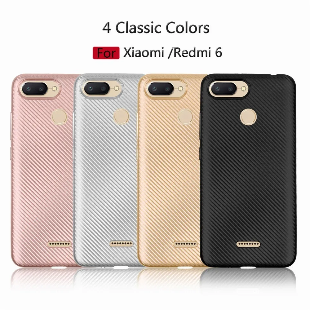 Carbon Fiber TPU Back Phone Cover For Xiaomi Redmi 6 A 6A Pro Silicon Case On