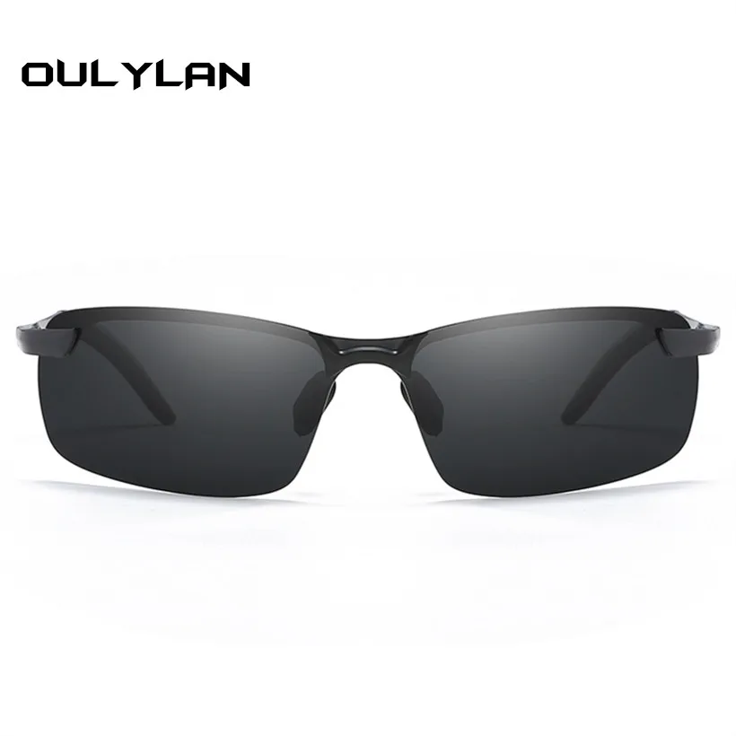 Oulylan классические поляризационные солнцезащитные очки для мужчин ретро Половина рамки вождения солнцезащитные очки ночного видения